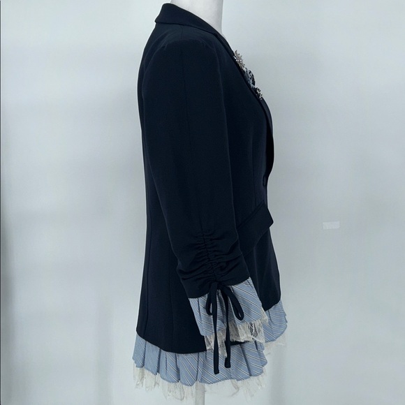 Cinq A Sept Women’s Roxie Contrast Trim Blazer In Navy Blue Size 6 - Picture 9 of 16